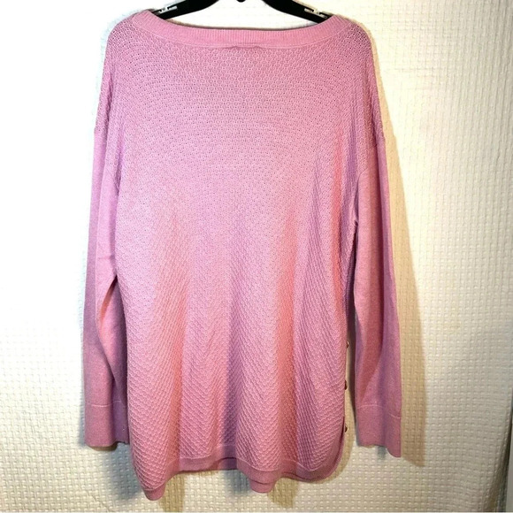 NEW Talbots Sweater Womens Size XL Tunic Length Pink Lightweight Button Details - Picture 2 of 10